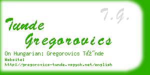 tunde gregorovics business card